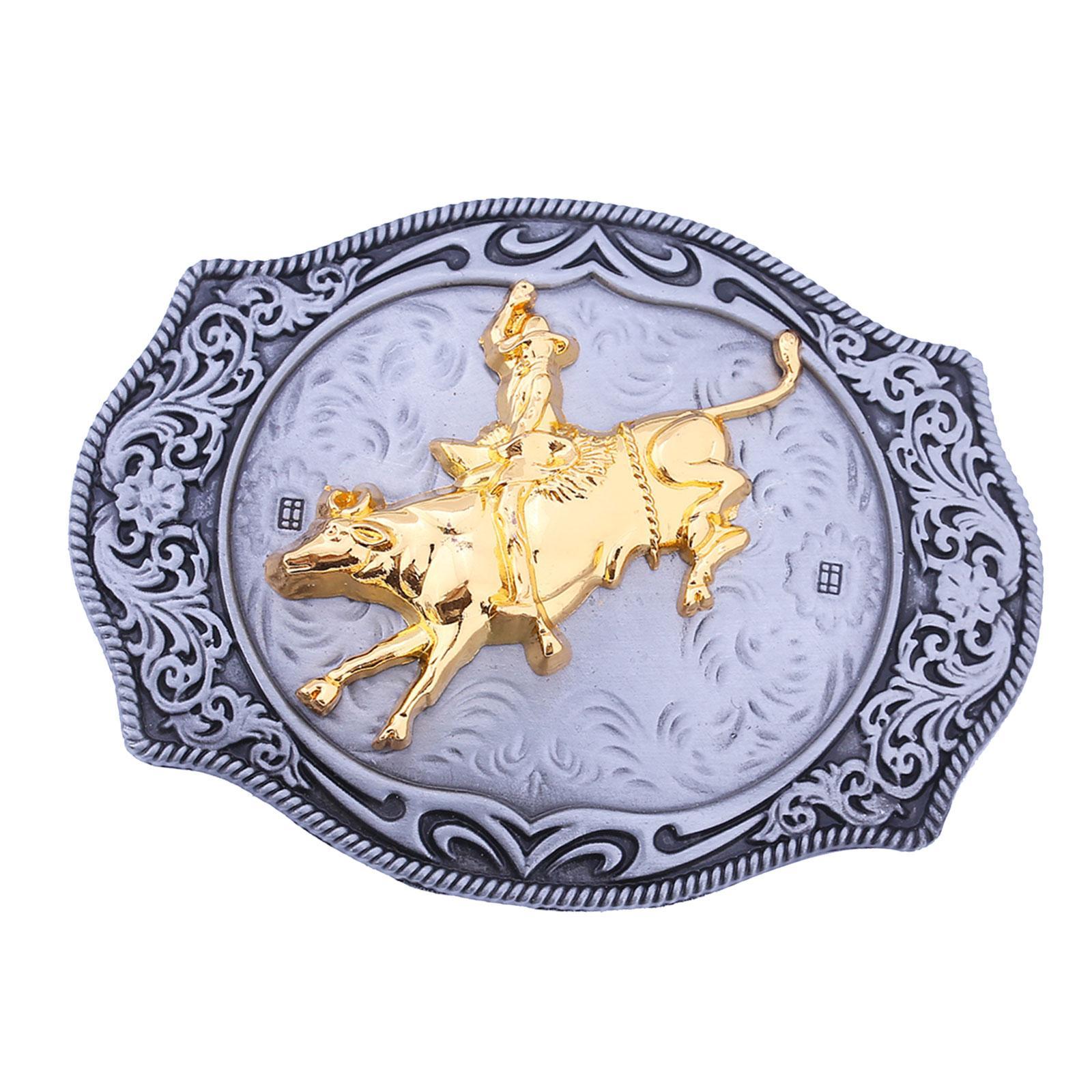 Western Cowboy Belt Buckle for Belts, Engraved Pattern Buckle, Alloy Durable Buckle