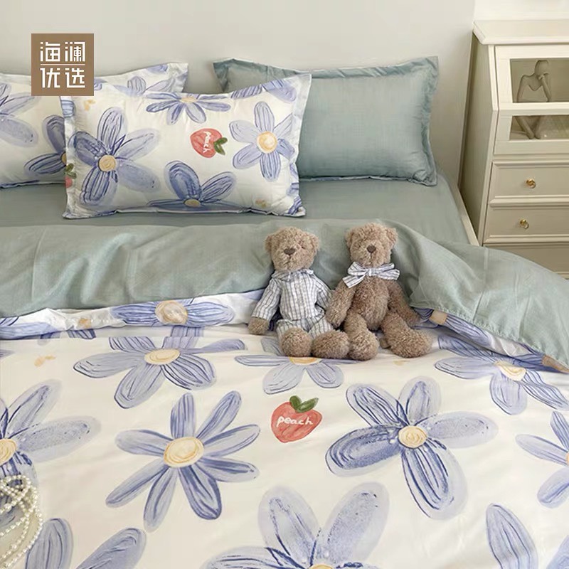 Bộ chăn ga gối poly cotton 4 món hàng nhập cực đẹp