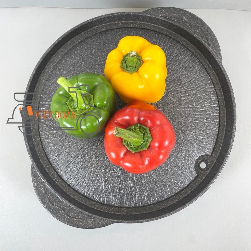 CHẢO BÍT TẾT, BÒ NÉ, VĨ NƯỚNG BBQ - VÂN ĐÁ HOA CƯƠNG CHỐNG DÍNH . Xuất xứ HÀN QUỐC , an toàn tuyệt đối cho sức khoẻ