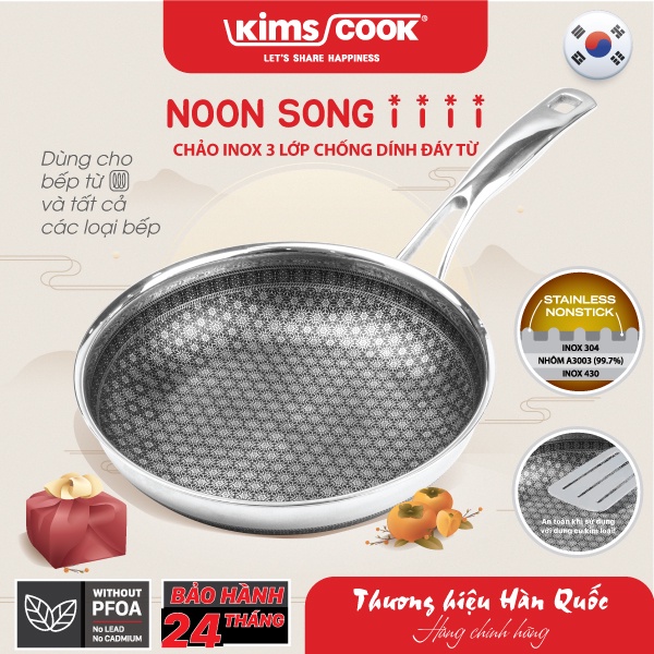 Chảo chống dính 2 mặt hoa tuyết bếp từ cào không xước Kims Cook Noon Song Hàn Quốc - 20cm/22cm/24cm/26cm/28cm/30cm/32cm