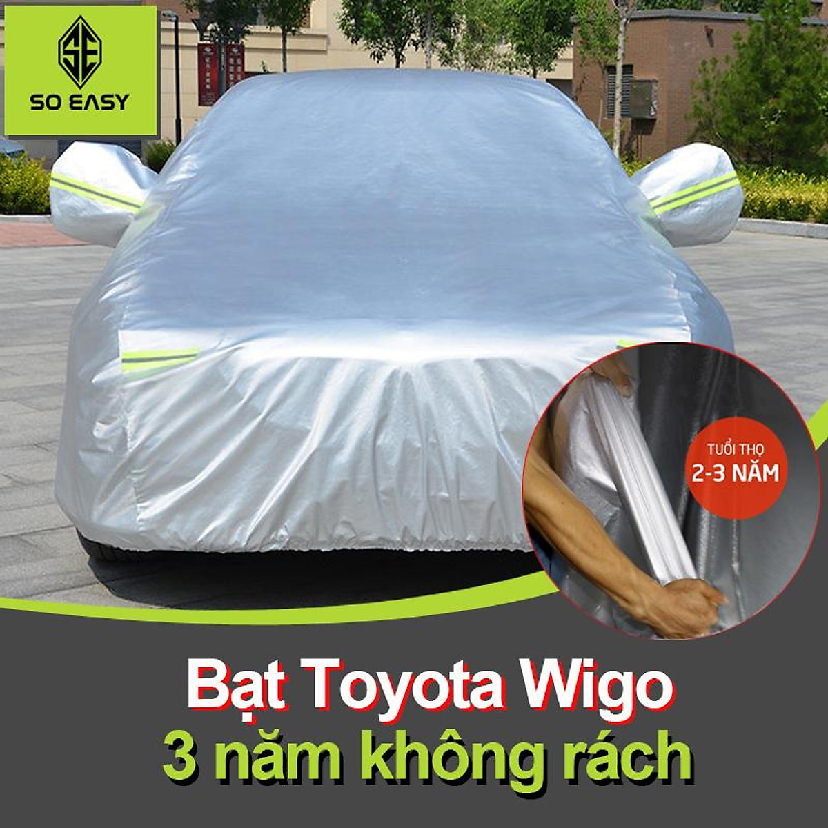 Bạt Che Phủ Xe TOYOTA WIGO  ,Bạt Dù OXFORD 3 Lớp Phủ Ô Tô Cao Cấp Siêu bền