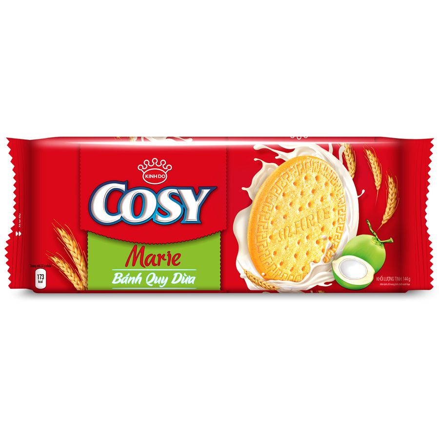 Combo 3 Gói Bánh Quy Cosy Marie Dừa 144g