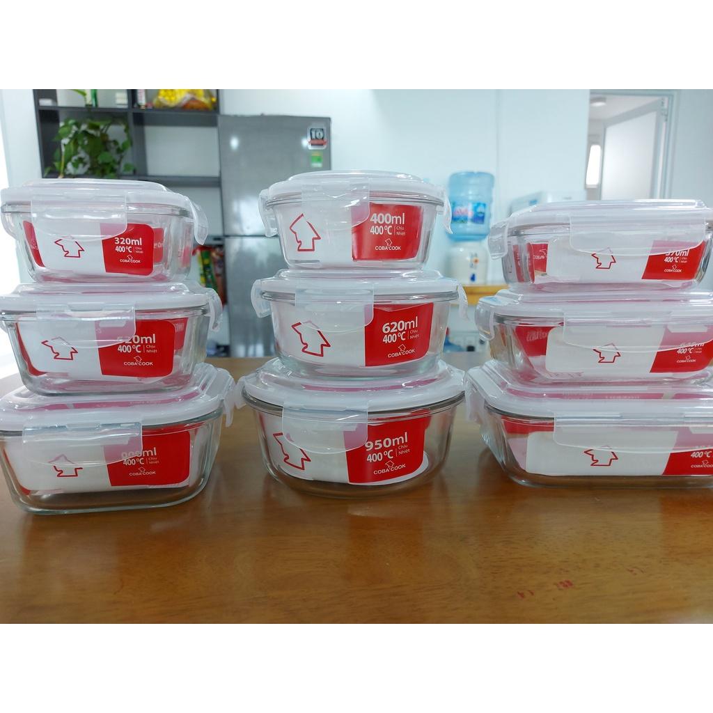 Hình ảnh Bộ 5 hộp thủy tinh COBA'COOK chịu nhiệt hộp đựng cơm trữ thức ăn thực phẩm trong tủ lạnh chữ nhật 370ml- CCL35