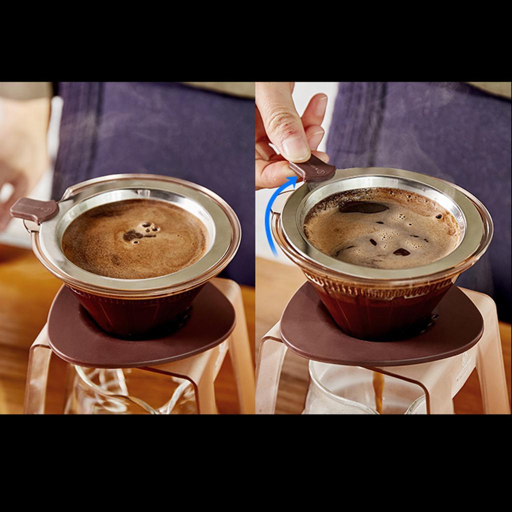 Kitchen Pour Over Cone Dripper Reusable Coffee Filter Cone with Cup Stand
