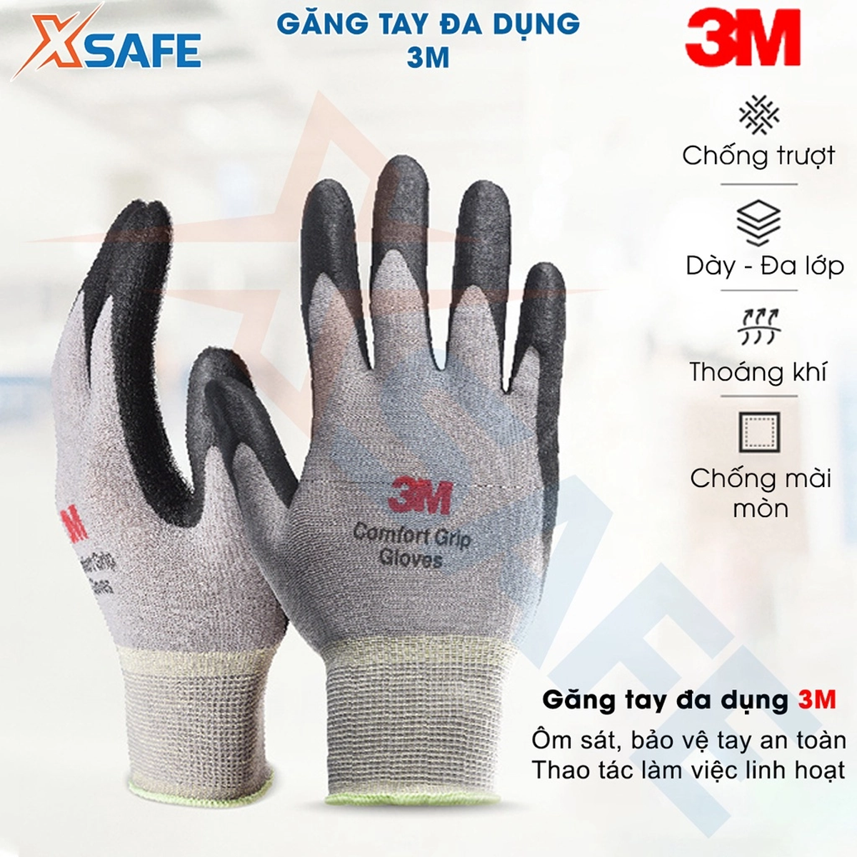 Găng tay đa dụng 3M-Mỹ Găng tay bảo hộ đa năng làm vườn, khuân vác, sữa chữa, lái xe, bảo trì, thi công - Chính hãng