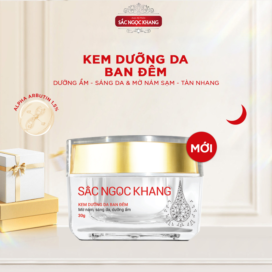 Kem Dưỡng Da Ban Đêm Sắc Ngọc Khang 30g giúp dưỡng ẩm, hỗ trợ mờ thâm nám, sạm, tàn nhang