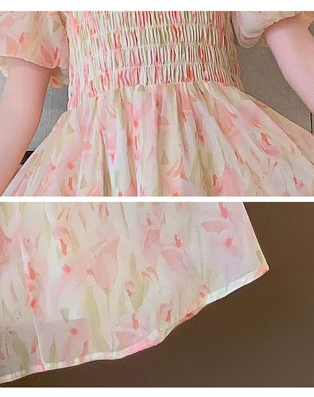 DONGSHOP HOT Cô gái váy mùa hè phong cách phương Tây 2023 Big Boy váy mùa hè chiffon đầm mùa hè cô gái mảnh hoa công chúa váy