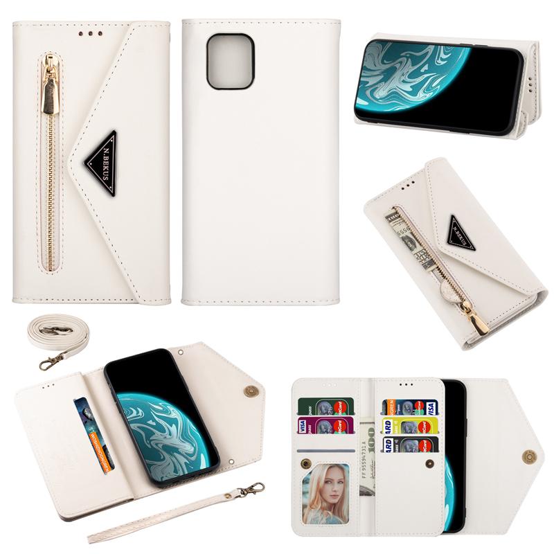 Bao da điện thoại mềm nắp lật có ngăn đựng thẻ có khóa kéo và dây đeo cho Samsung Note20 10+ Lite/A81 Pro/plus Note9 8