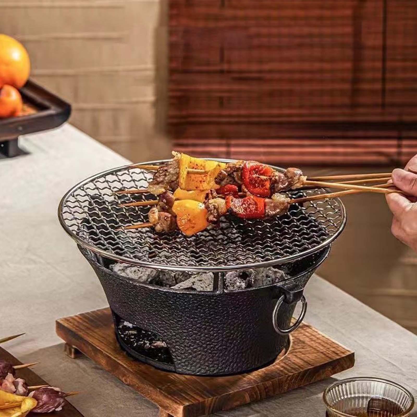 Portable Grill Round Firepit Bowl Furnace for Garden Hiking Picnic S