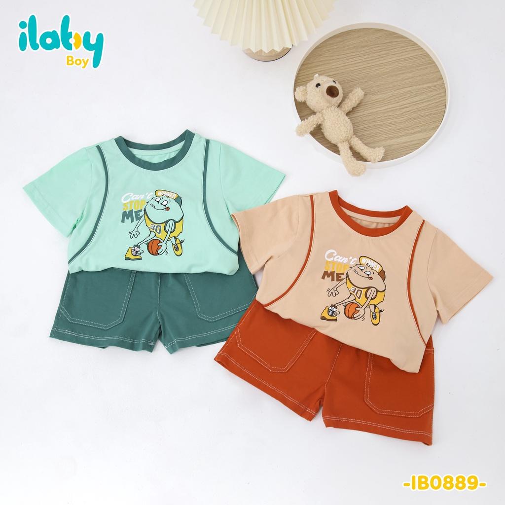 Đồ bộ bé trai ILABY phối viền chất liệu cotton thoáng mát