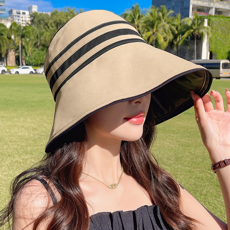 Mũ nón nữ rộng vành chống nắng UV đi biển gấp gọn thời trang Hàn Quốc Chất liệu vải dona23062401