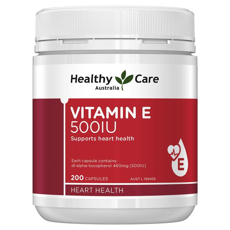 Healthy Care Vitamin E 500IU 200 Capsules  Dietary Supplement- viên uống đẹp da, hỗ trợ sức khỏe tim mạch