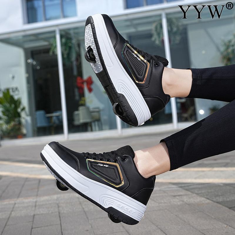 Trẻ em 2 bánh xe trượt băng giày thể thao trượt băng trượt ngoài trời giày bay có thể tháo rời Color: E Shoe Size: 32