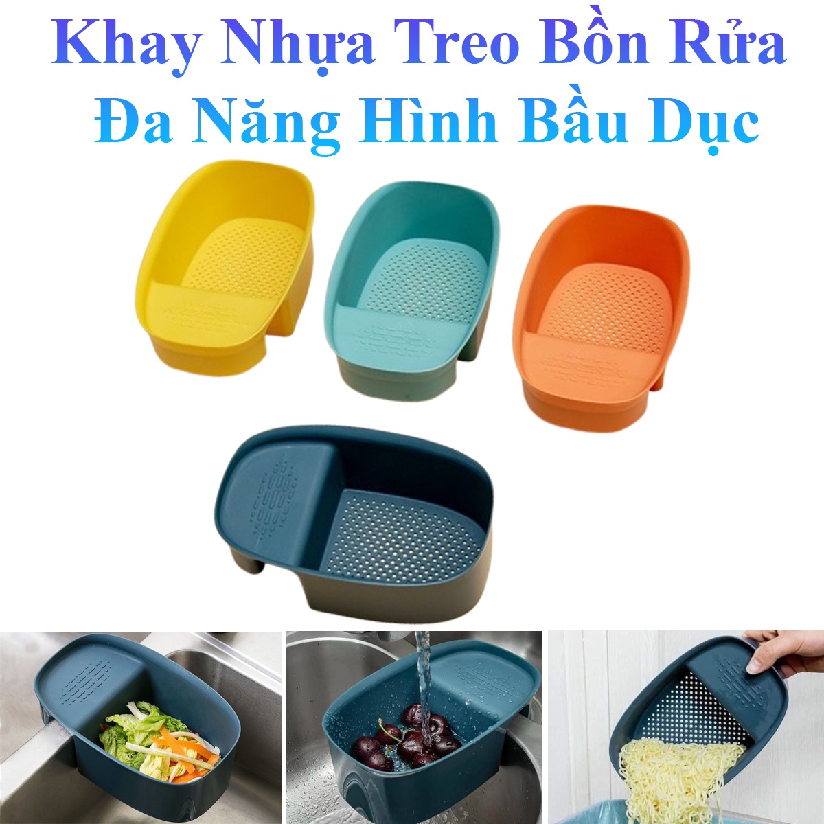 Khay Nhựa Treo Bồn Rửa Đa Năng Hình Bầu Dục Tiện Lợi