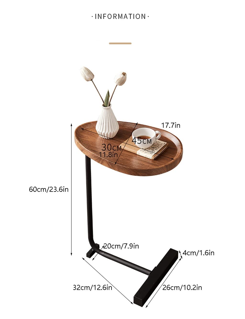 Bàn cà phê Farmhouse Accent Blister, C Tea Table, Oval Living Room Sofa Table