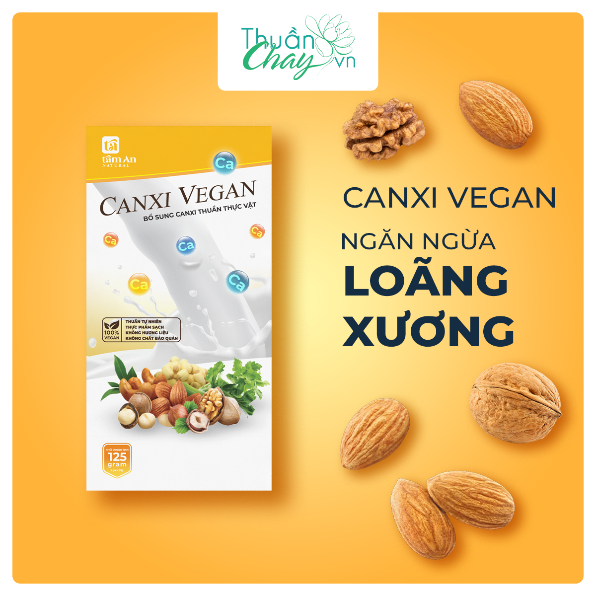 BỘT CANXI VEGAN BỔ SUNG CANXI DÀNH CHO NGƯỜI LOÃNG XƯƠNG (125g)