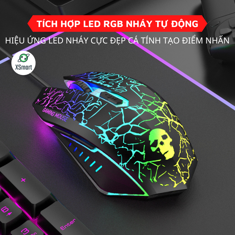 Chuột Máy Tính Gaming Led T66 RGB, 3 Mức Chỉnh DPI Siêu Nhạy Chơi Game, Dùng Văn Phòng Cho Máy Tính, Laptop, PC-HÀNG CHÍNH HÃNG