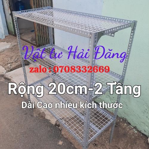 Kệ sắt v lỗ 2 TẦNG ( RỘNG 20CM) kệ vỉ lưới sắt ô vuông,DÀI CAO NHIỀU KÍCH THƯỚC LỰA CHỌN