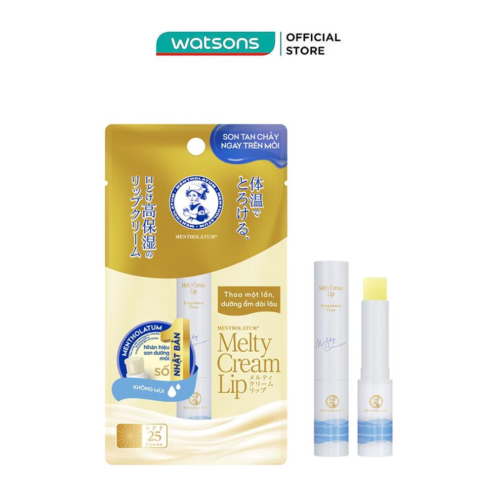 Son Dưỡng Môi Mentholatum Melty Cream Lip Fragrance Free SPF25 PA++++ 2.4g