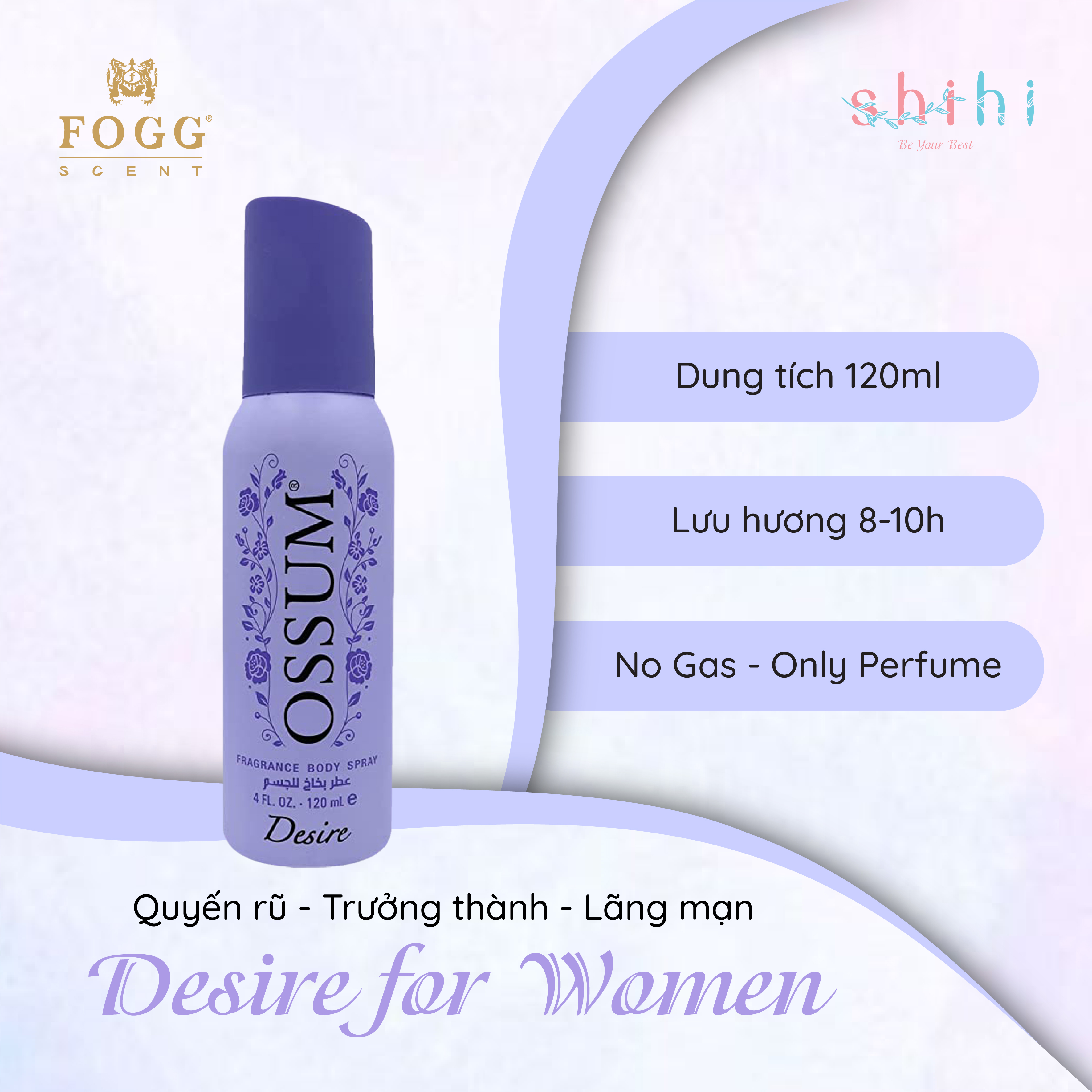 Xịt nước hoa toàn thân OSSUM dành cho nữ, 120ML, 800 lần xịt, nhập khẩu chính hãng Dubai