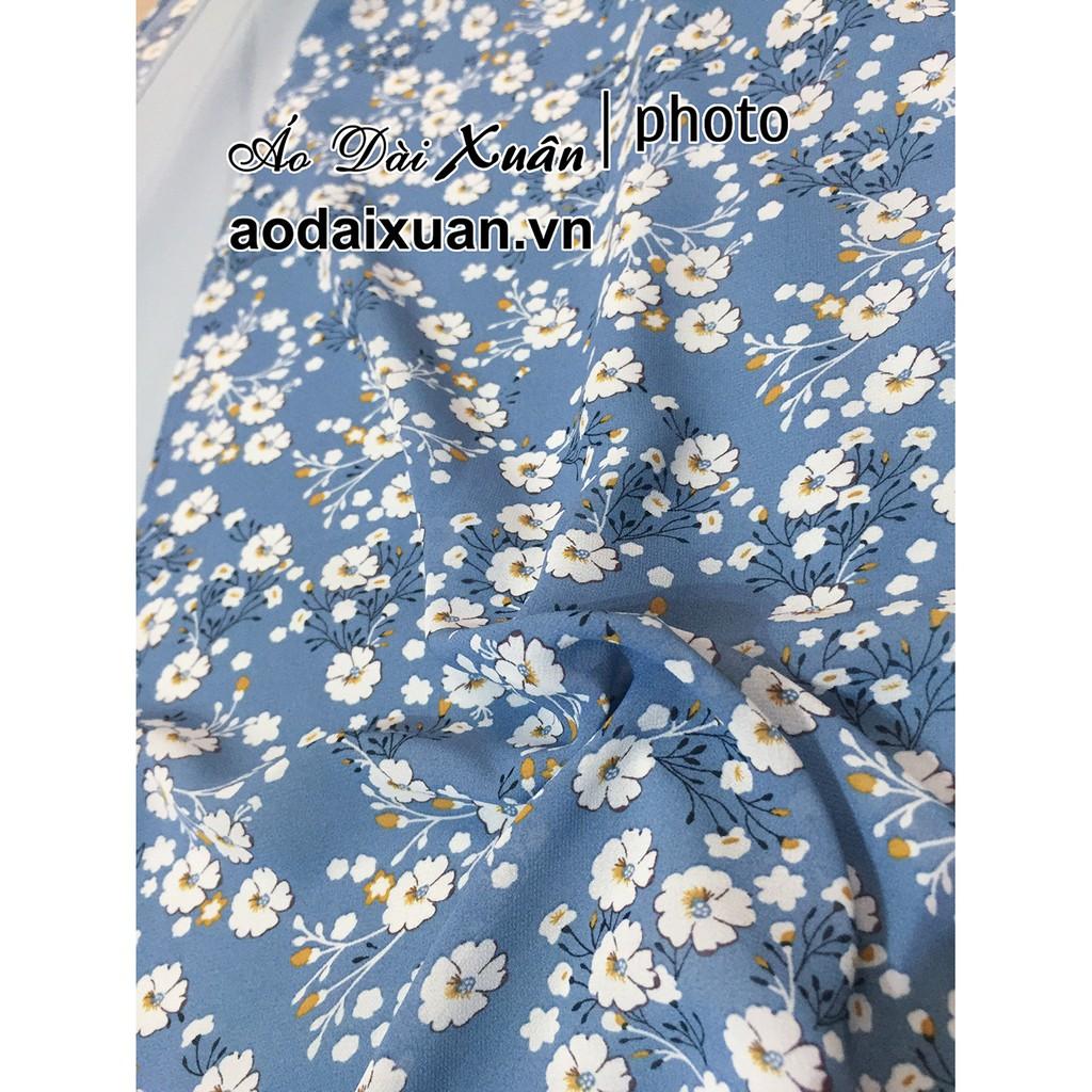 Áo dài hoa nhí xanh thiên thanh - 201205