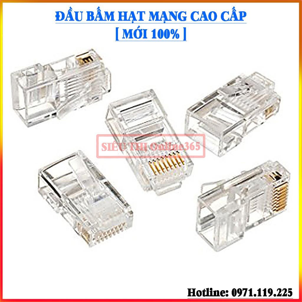 Combo 100 Hạt Đầu Bấm và Đầu Chụp Dây Mạng RJ45 Cao Cấp - Mới 100%