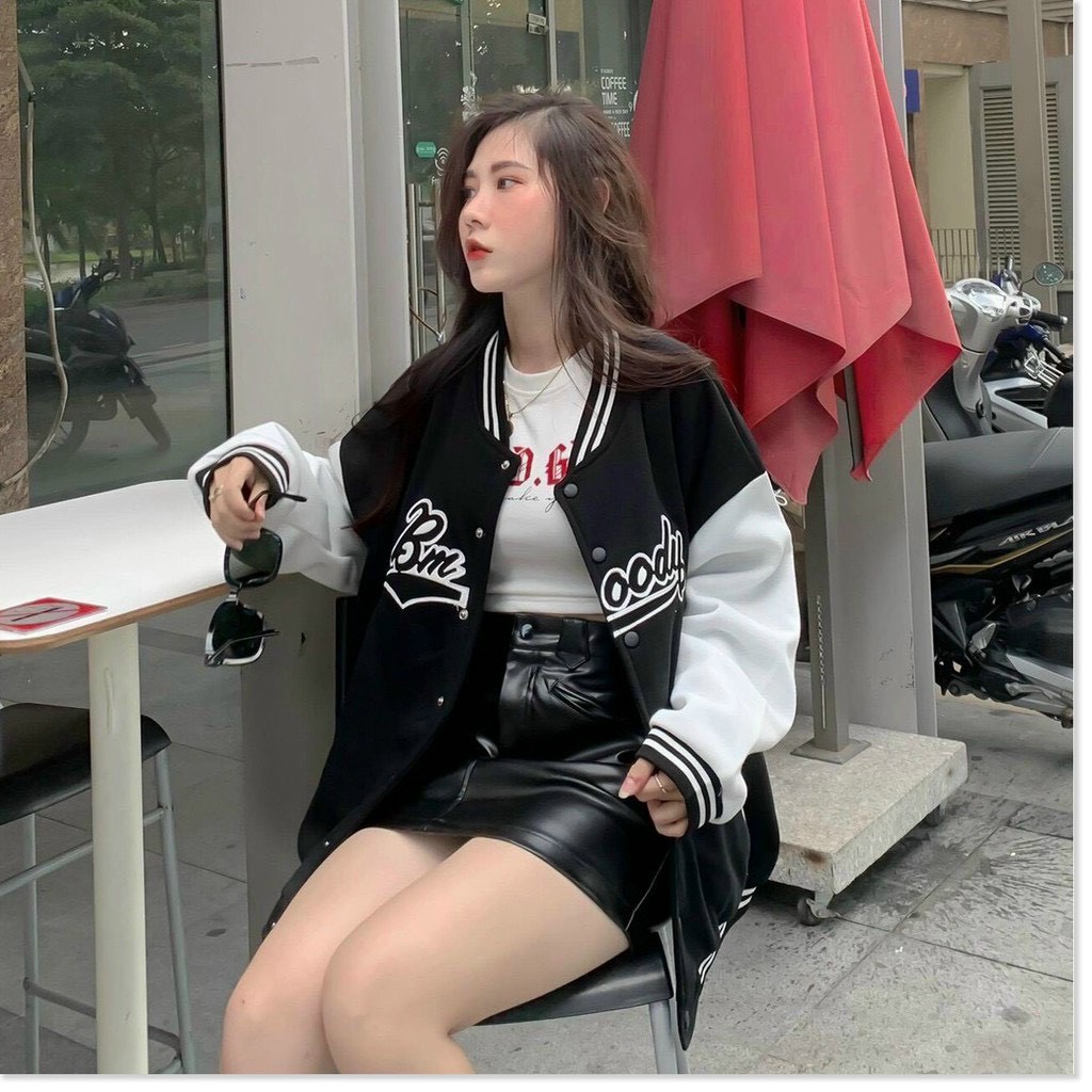 Áo khoác bomber nữ form rộng thời trang hotfrend 2021 in hình họa tiết cá tính chất vải dù dày dặn cao cấp bao đẹp