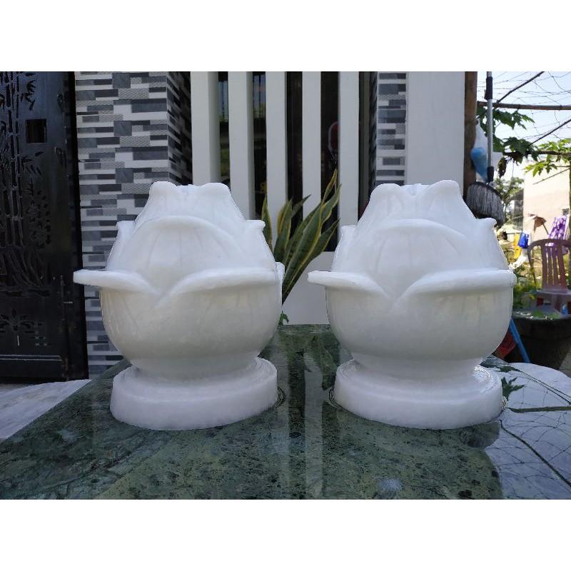 Cặp sen đá để mộ bằng đá trắng