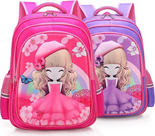 Ba lô dành cho học sinh in hình 3D Công Chúa 2 Size Lớn Nhỏ