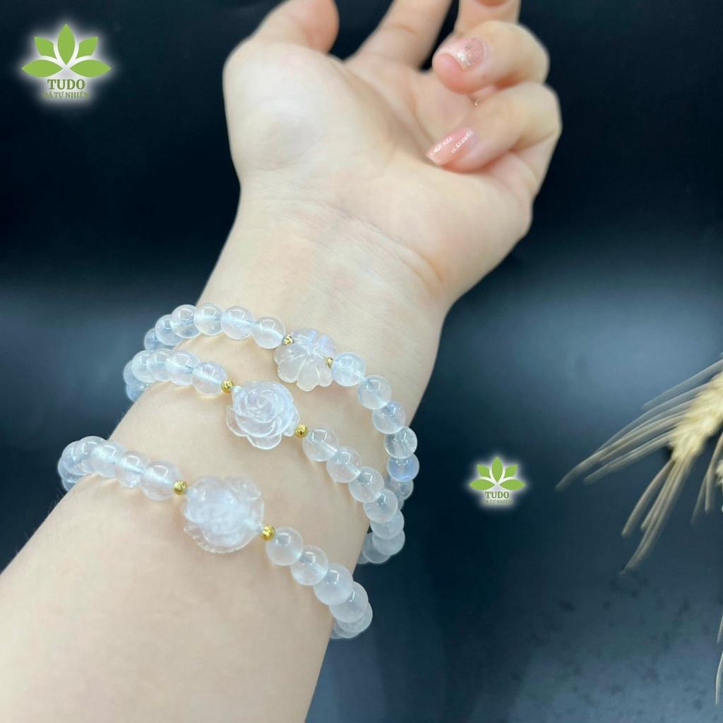 Vòng Tay Nữ Đẹp - Vòng Phong Thủy Mệnh Kim Thủy TUDO VCVMOON AU10K Charm Hoa Mẫu Đơn B24K800