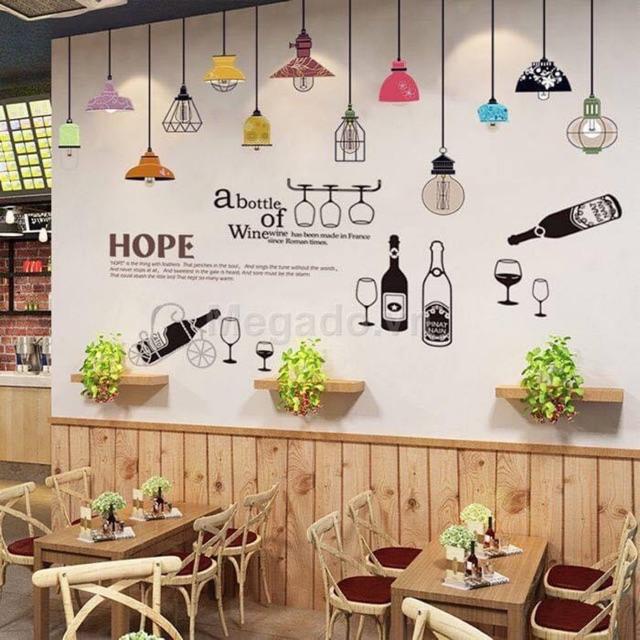 Bộ Combo decal trang trí tường - Đèn Hope phối Quầy R.Ư.Ơ.U