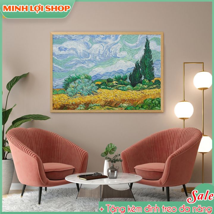 [HCM]  Tranh canvas tranh in nghệ thuật canvas phong cảnh tại Saint-Remy của Vincent van Gogh 40x60cm