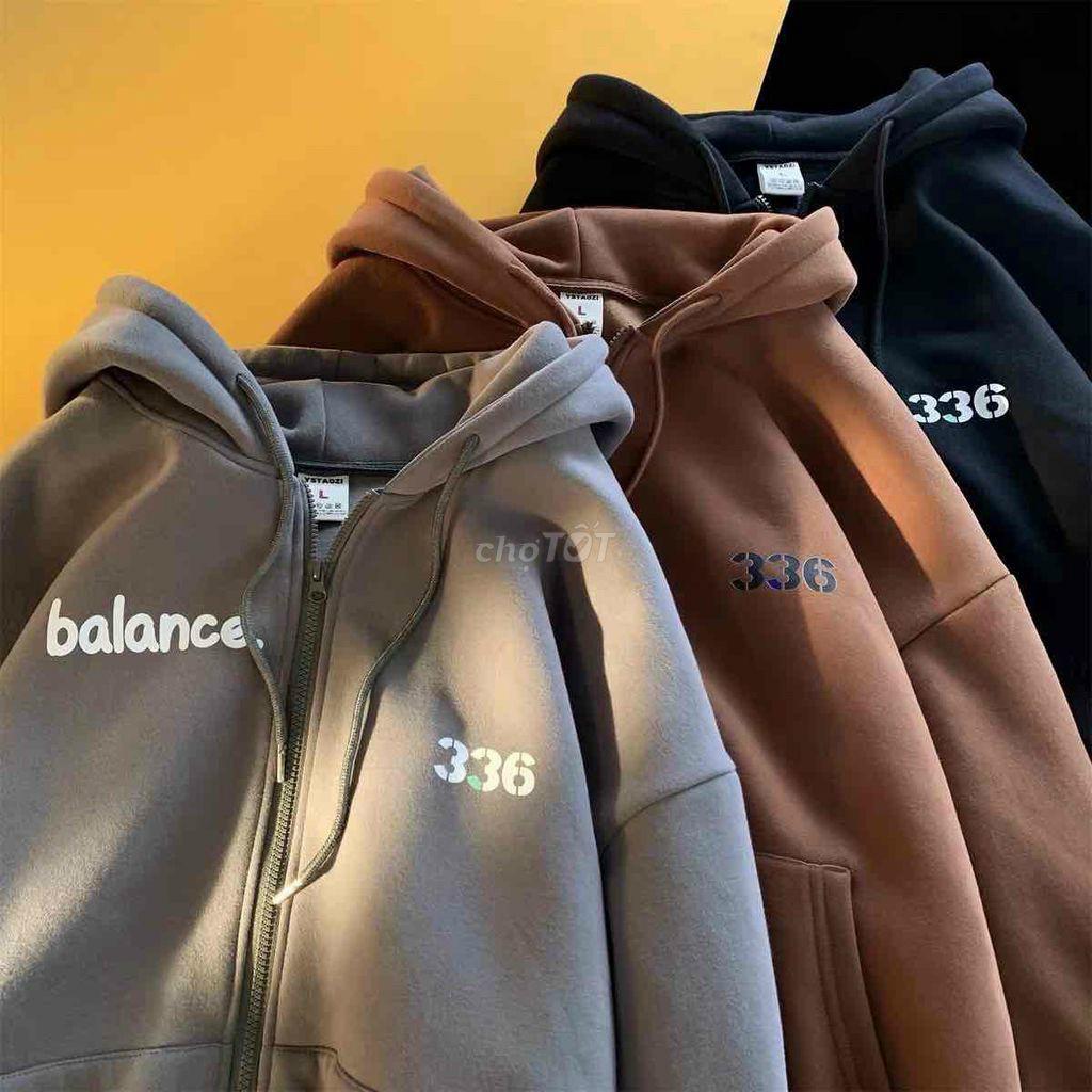 Áo Hoodie Zip Nỉ Ngoại balance - Áo Khoác Nỉ dây kéo nam nữ (HD450 - Kèm Ảnh Thật)