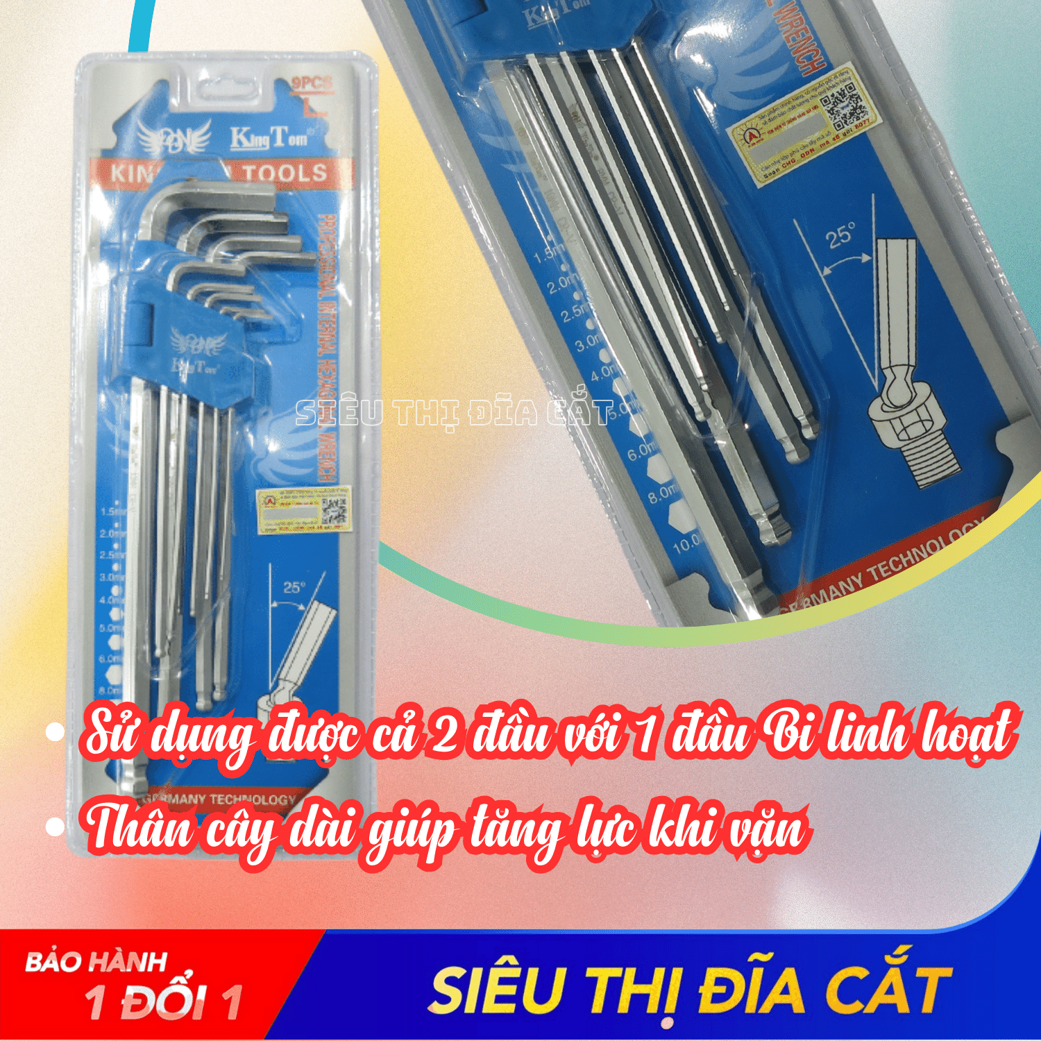 Bộ lục giác Bi KingTom 9 Món Hàng Chính Hãng