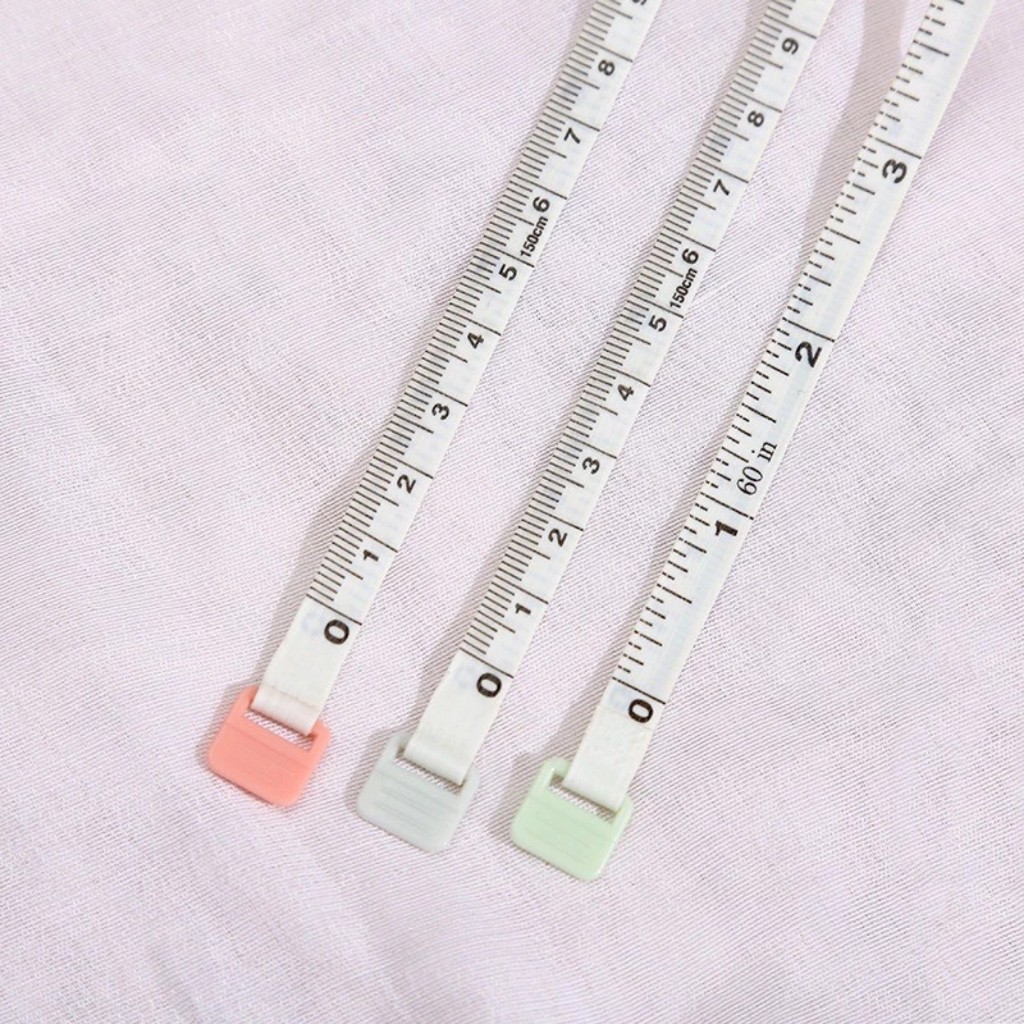 Thước Dây Với Nút Bấm Tự Rút Sau Khi Kéo, Đo Vòng Bụng, Vòng Eo 3 Vòng Kiểm Tra Sức Khỏe 1.5m - Đo Quần Áo Giao Màu Ngẫu Nhiên