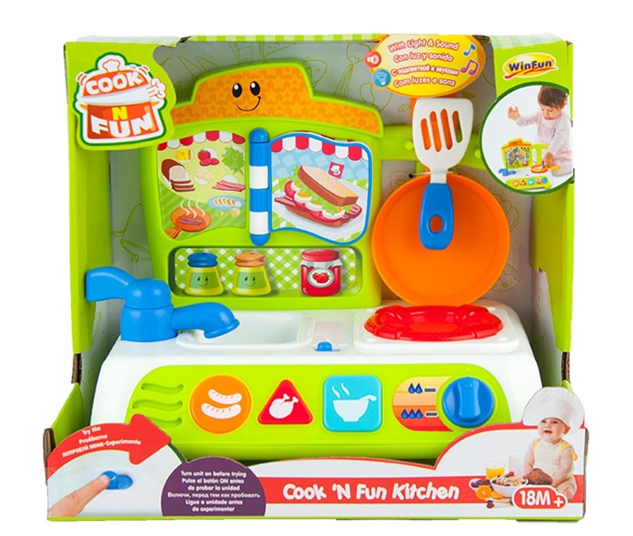 Bộ đồ chơi nấu ăn - nhập vai đầu bếp tài ba Winfun 0755G: Kích thích phát triển ngôn ngữ - xã hội và sự sáng tạo cho bé - tặng đồ chơi tắm 2 món