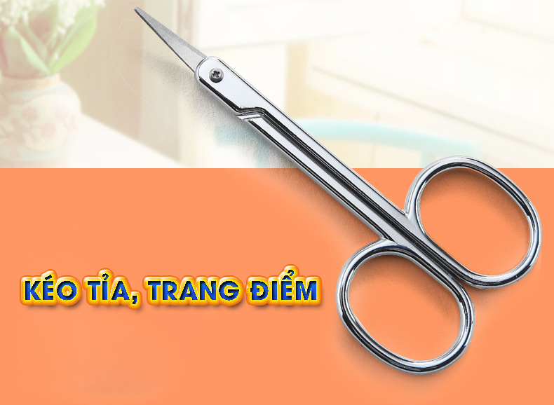 Kéo làm đẹp dùng để tỉa lông mày, lông mi giả, lông mũi và dụng cụ trang điểm khác, dễ dàng mang theo, Inox 304 -MH3012