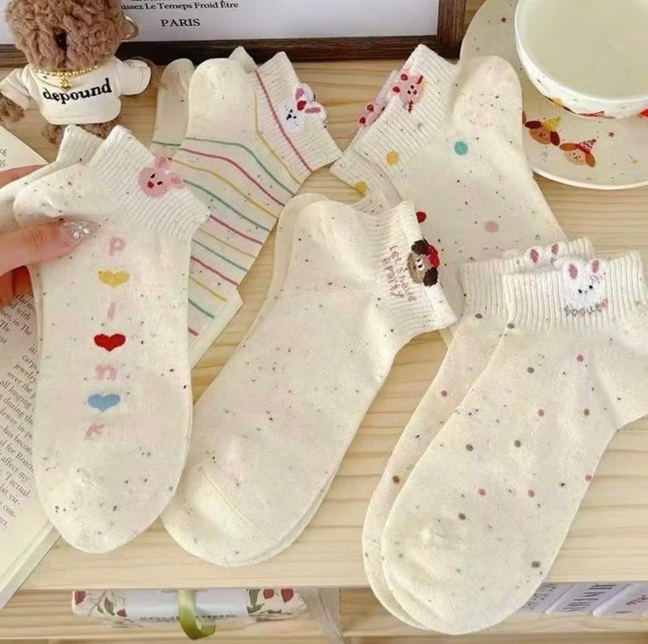 SET 5 ĐÔI TẤT VỚ NƠ NỮ DỄ THƯƠNG MÃ 47 DÀNH CHO NỮ