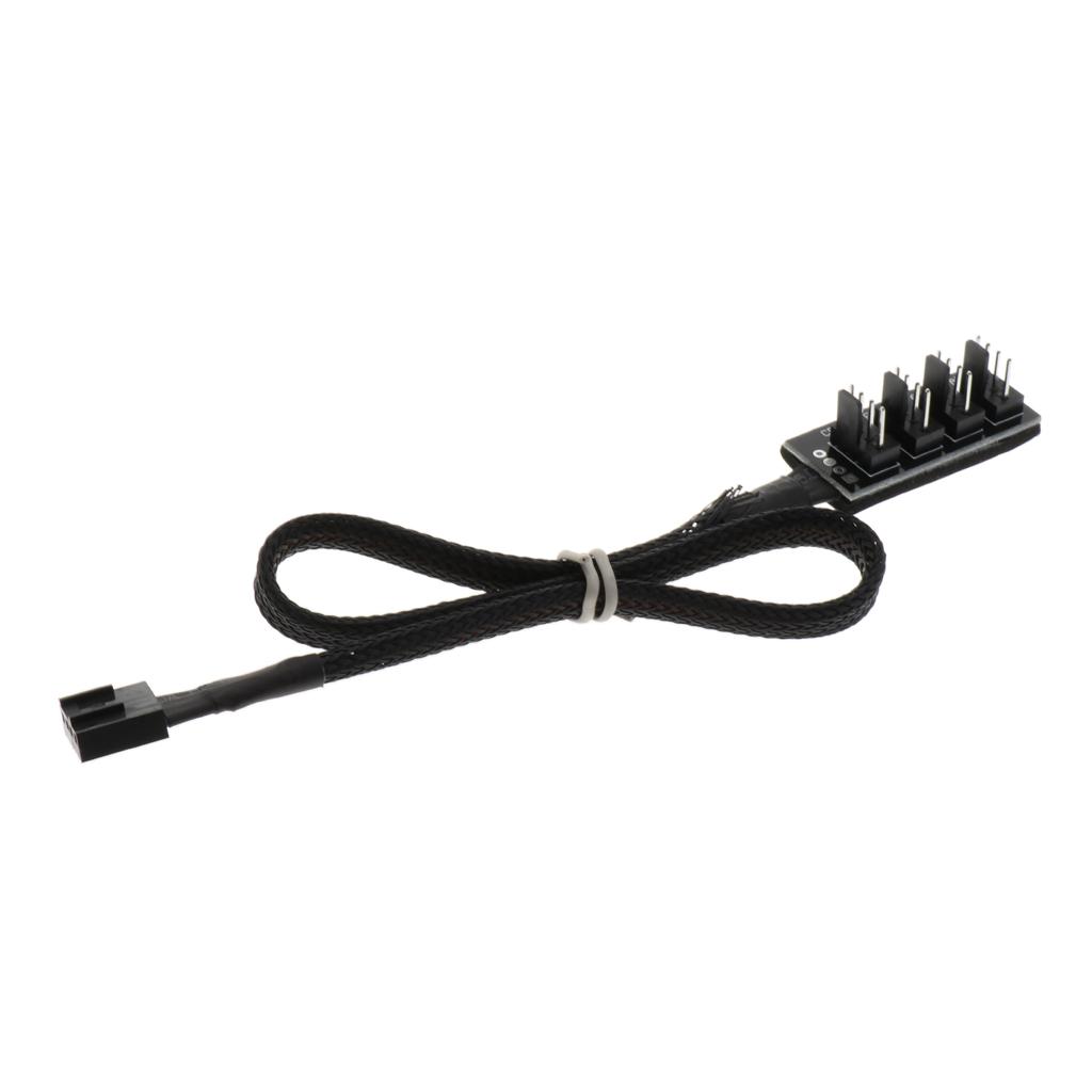 PC Fan Power 1 Female to 4 Male 4-pin/3-pin Socket Fan Hub Splitter Cable