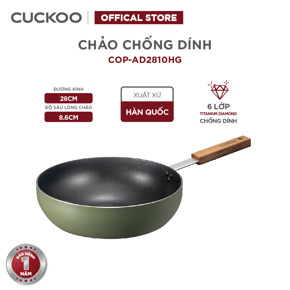 Chảo chống dính Cuckoo COP-AD2810HG 6 lớp Titanium Diamond - Sử dụng tất cả các loại bếp (phi 28cm, sâu 8,6cm) - Hàng chính hãng