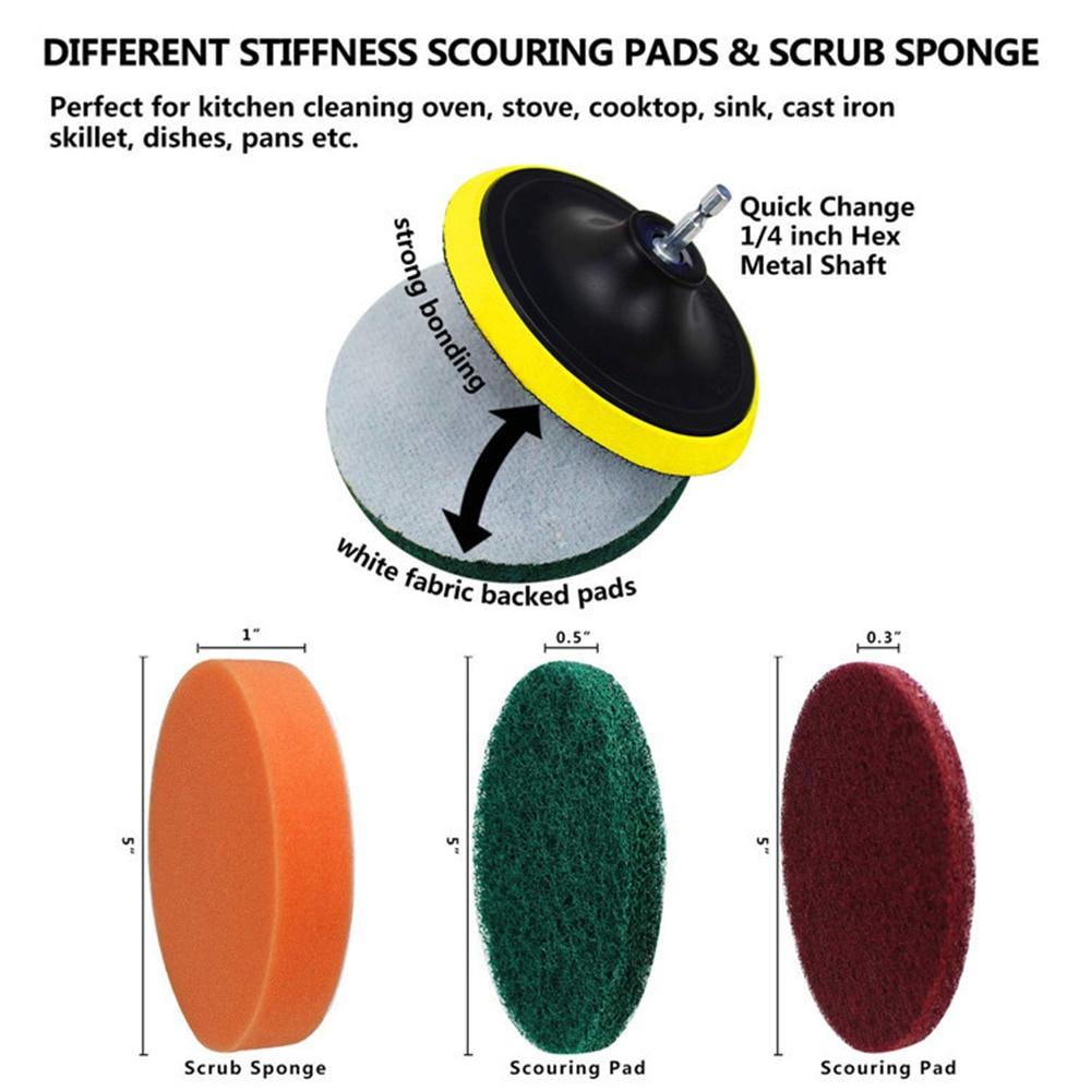 Electric Power Scrubber Drill Brush Kit Bathroom Tile Grout Drill Brush Plastic Round Nylon Carpet Glass Brushes Cleaning Tool