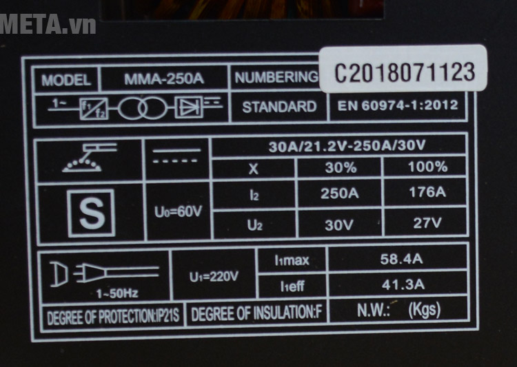 MÁY HÀN QUE ĐIỆN TỬ BTEC MMA 250A + TẶNG BAO TAY INGCO HGVK05