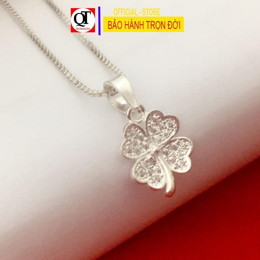 Dây chuyền nữ bạc bản vuông Bạc Quang Thản KQTBTS24QH chất liệu bạc trắng không xi mạ.