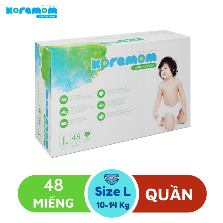 Tã Bỉm Quần Koremom L48 (48 Miếng) - Bao Bì Mới