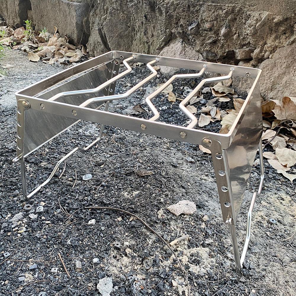 Stainless Steel Folding Lifting Windproof Grill 5 Level Height Adjustable Outdoor Stoves Bracket Camping Picnic Pot Rack