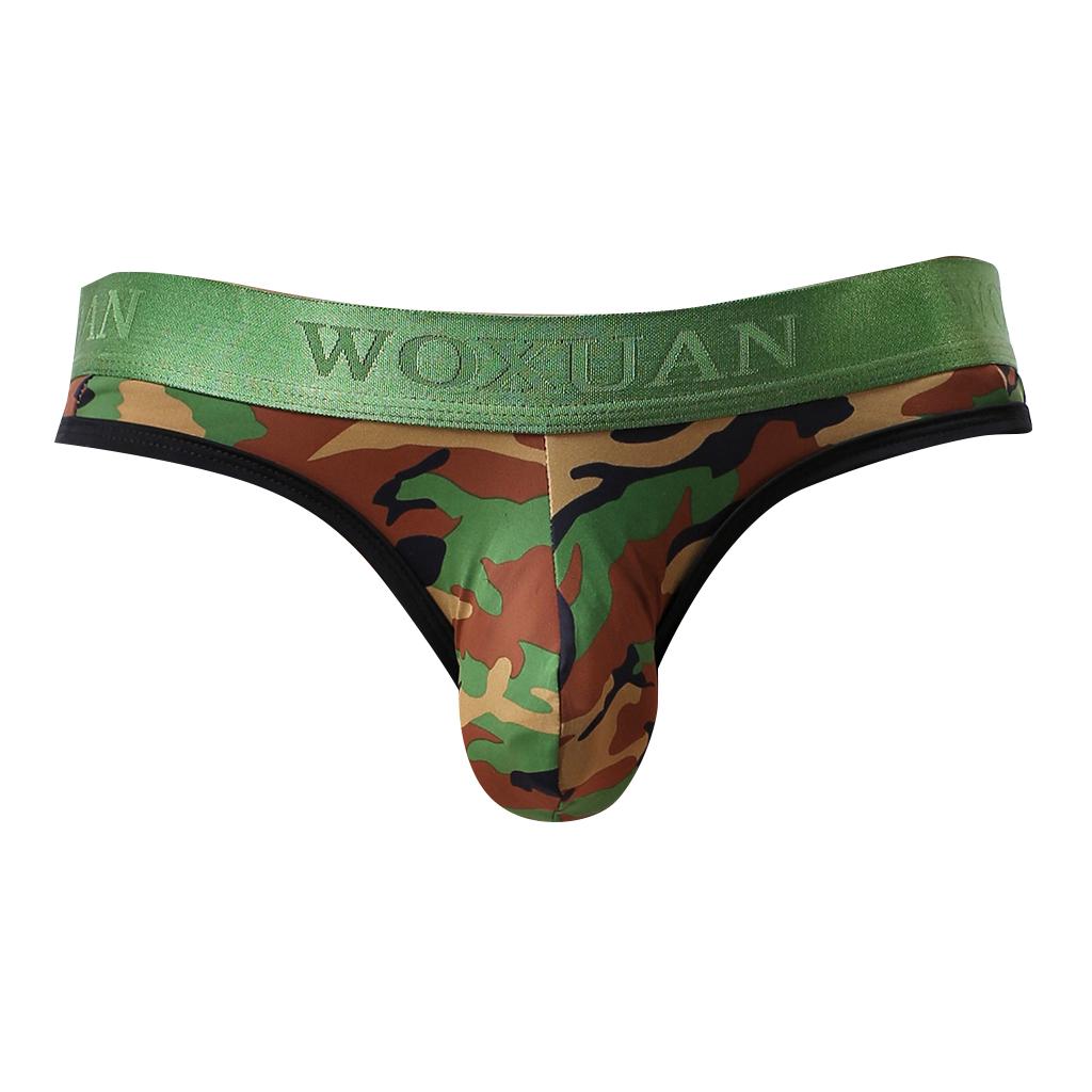 Men Camo G String Thong Camouflage Pouch Underwear Bikini S-XL