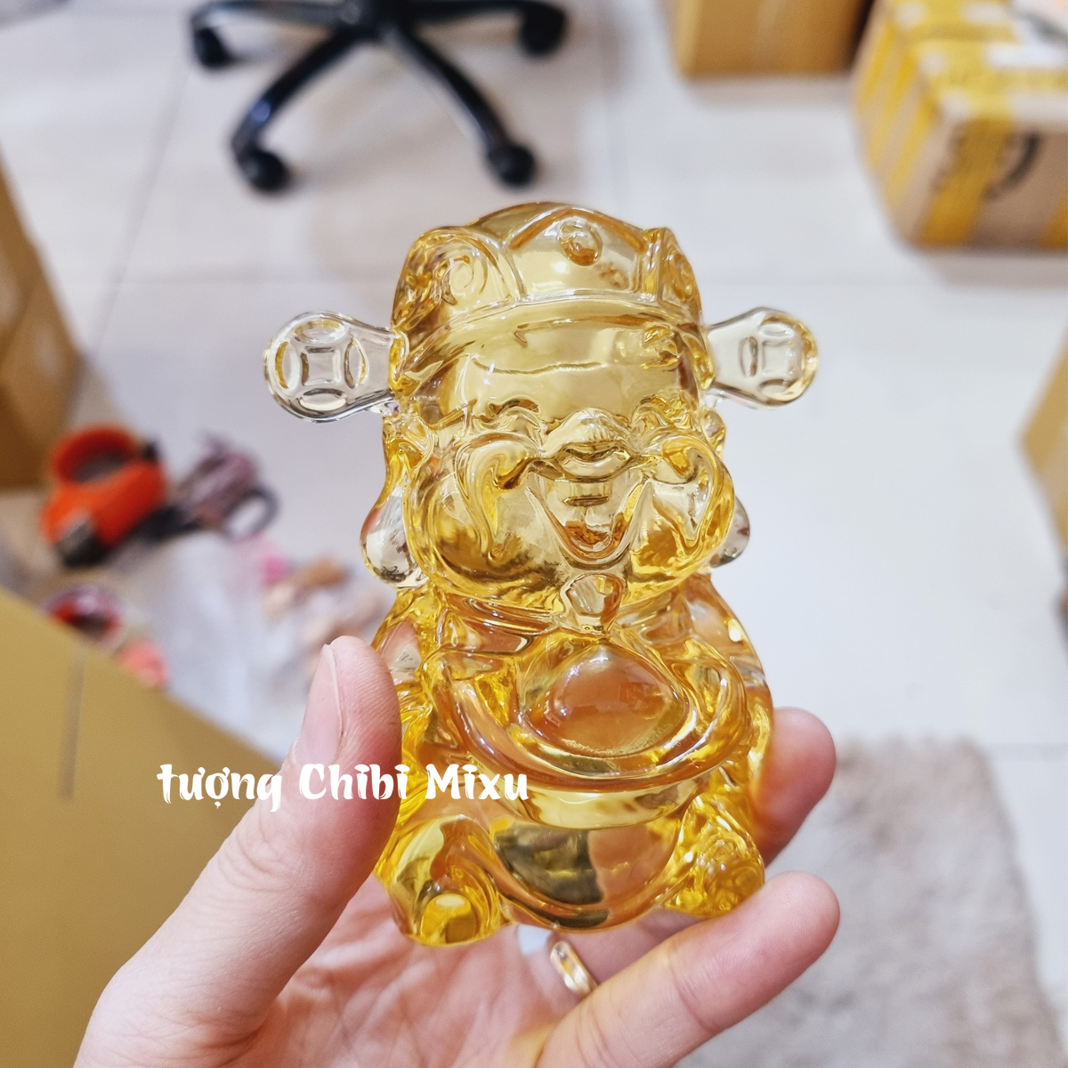 Tượng Thần Tài lưu ly may mắn 10cm