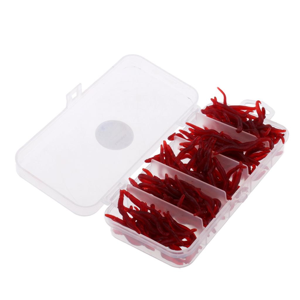 150Pcs Soft Earthworm Fishing Bait Worm Lures Hooks Baits White Luminous
