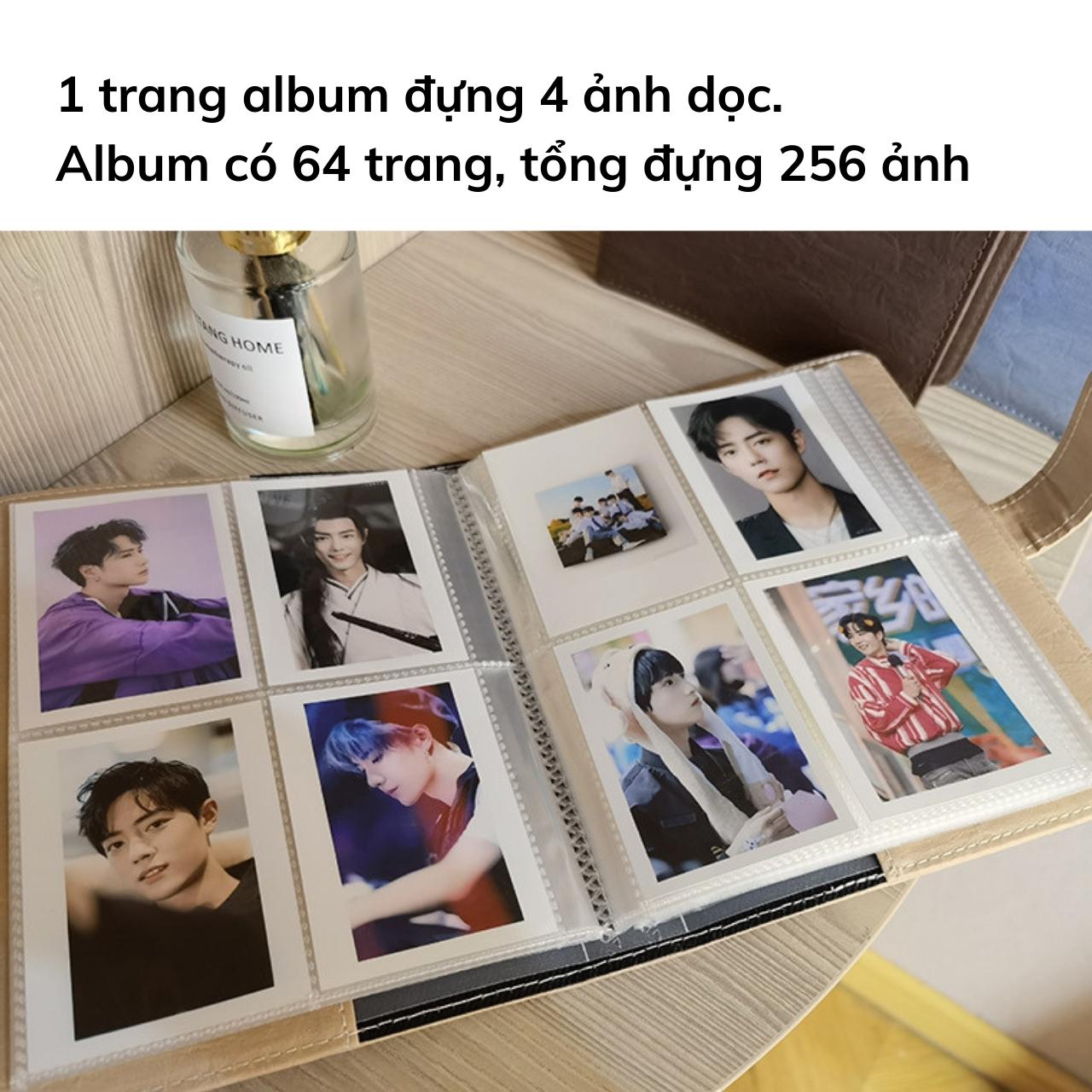 Album ảnh 6x9 đựng 200 tấm có ô ghi chú bìa nhựa Acrylic sắc màu để ảnh gia đình, binder đựng card Tú Vy Studio