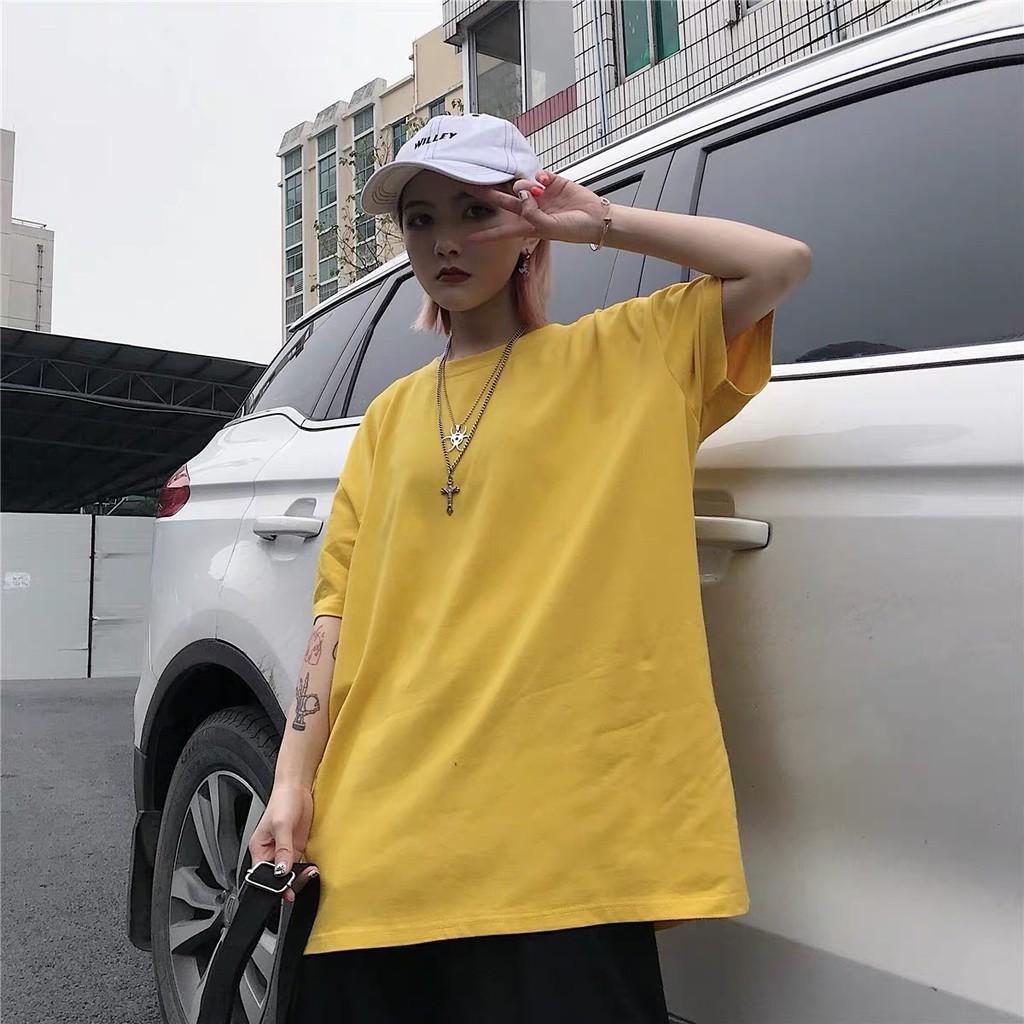 Áo thun tay lỡ trơn VÀNG phông Unisex nam nữ tee oversize form rộng pull Ulzzang Streetwear Hàn Quốc vải mềm